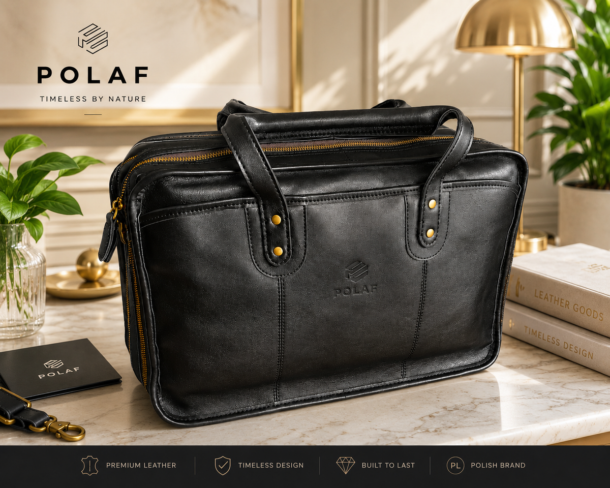 Skórzana torba biznesowa męska na laptop 17 cali – POLAF Executive Black