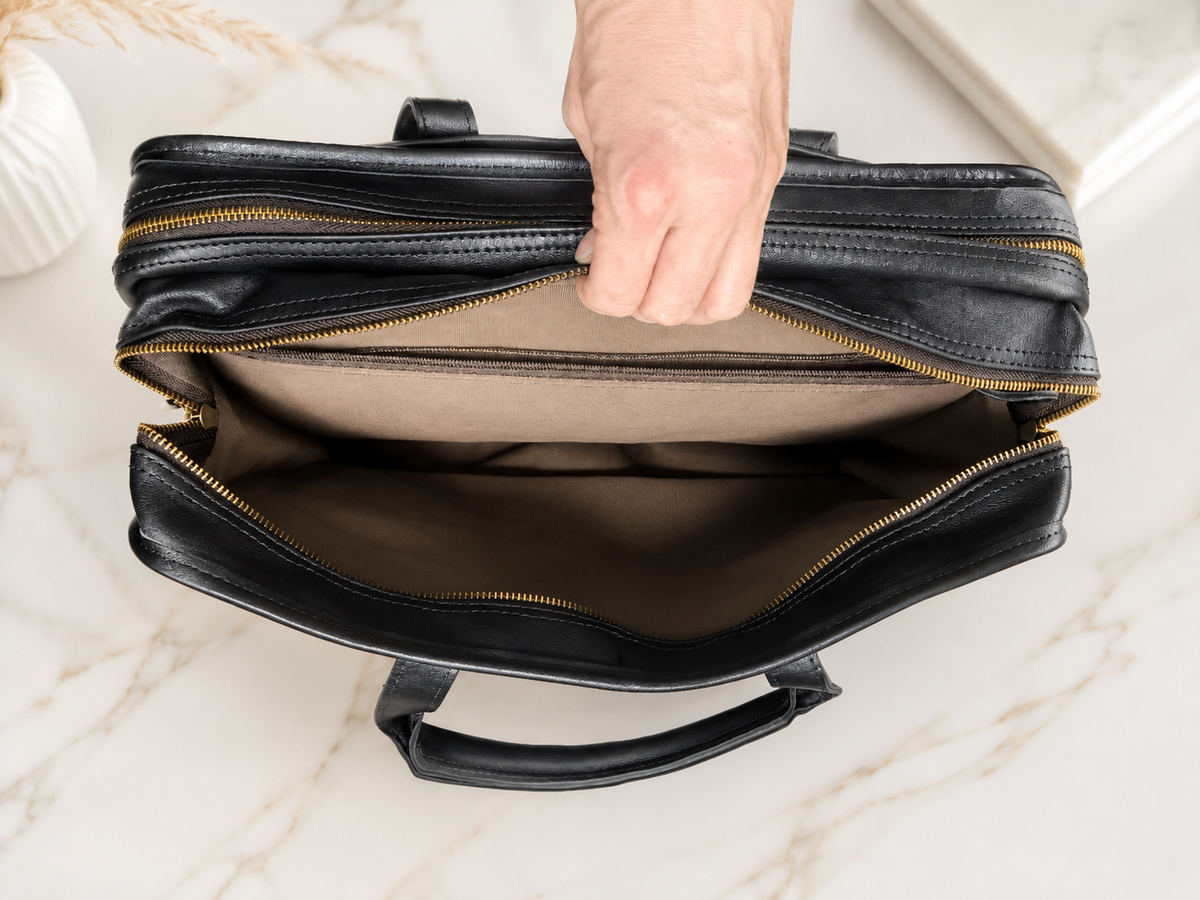 Skórzana torba biznesowa męska na laptop 17 cali – POLAF Executive Black