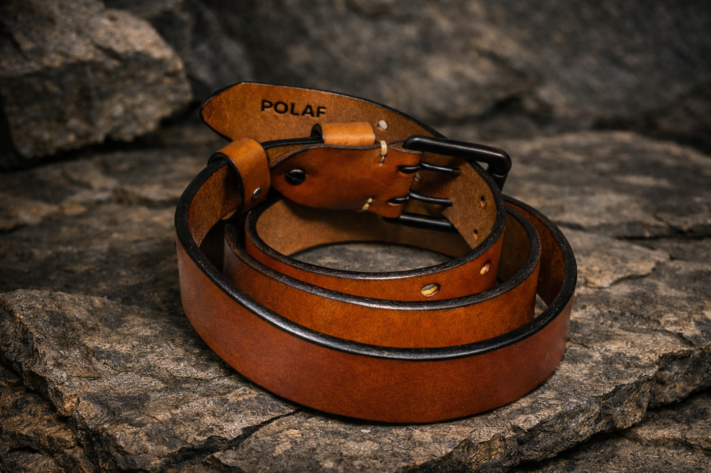 Skórzany pasek męski brązowy – POLAF