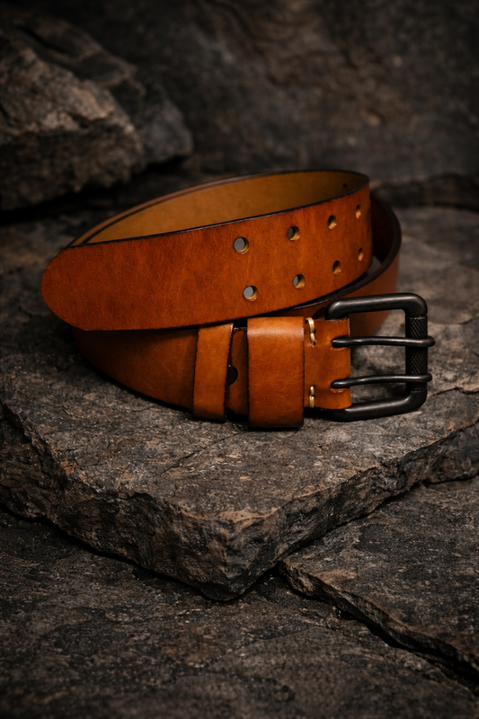 Skórzany pasek męski brązowy – POLAF