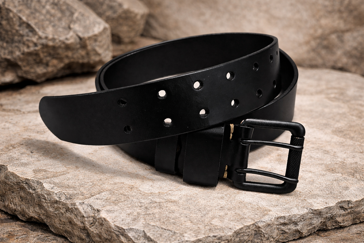 Skórzany pasek męski czarny – POLAF | skóra licowa