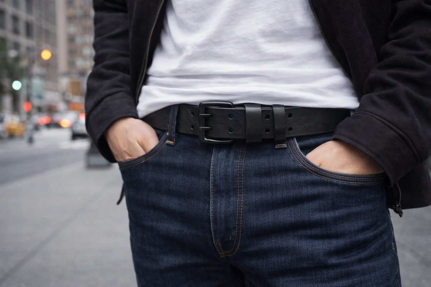 Skórzany pasek męski czarny – POLAF | skóra licowa