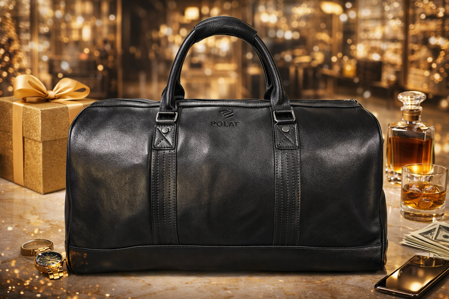 Skórzana torba podróżna POLAF styl luksusowy elegancka torba męska duffel