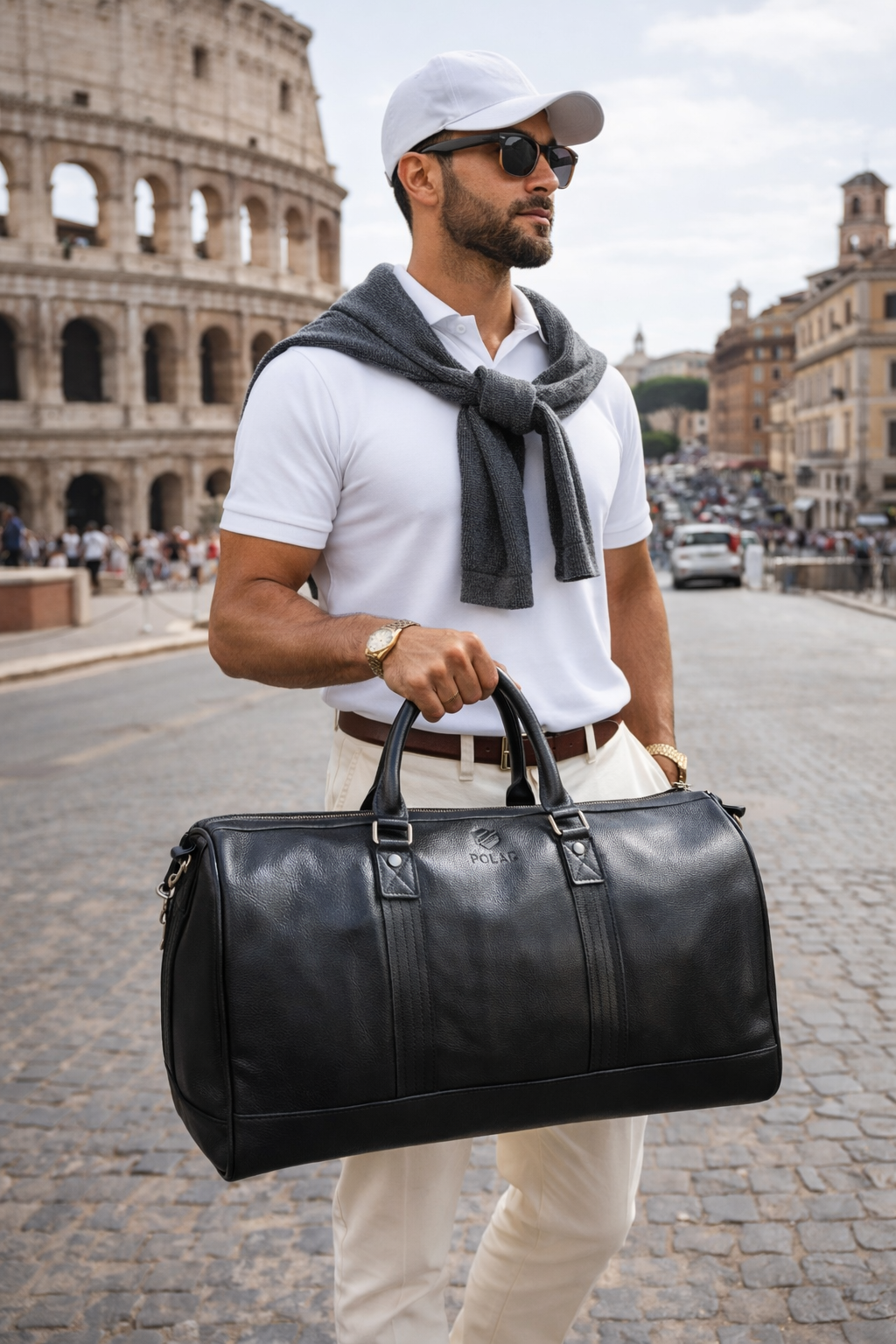 Skórzana torba weekendowa POLAF duffel classic męska styl miejski