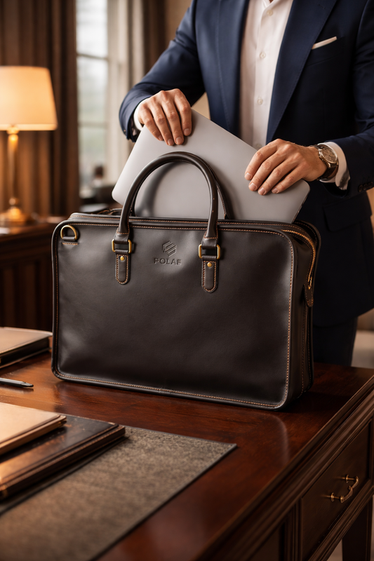 skórzana torba biznesowa męska POLAF Executive One na laptop elegancka