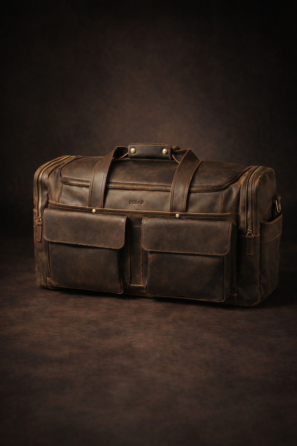 skórzana torba podróżna męska POLAF Weekender crazy horse duża pojemność przód